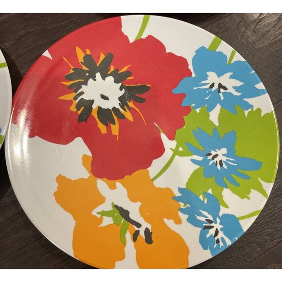 Mainstays Colorful Floral Tropical Melamine Dinner‎ Plates Plate Set Of 4 Beach - Picture 2 of 4